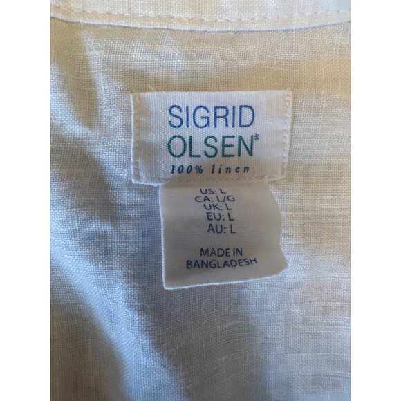 Sigrid Olsen Womens Sleeveless White Tunic Top Linen Size L Coastal Minimalist - Picture 2 of 5